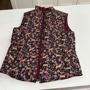 EUC Ariat Girls Emma Reversible Floral Horse Insulated Vest- Maroon Size XL